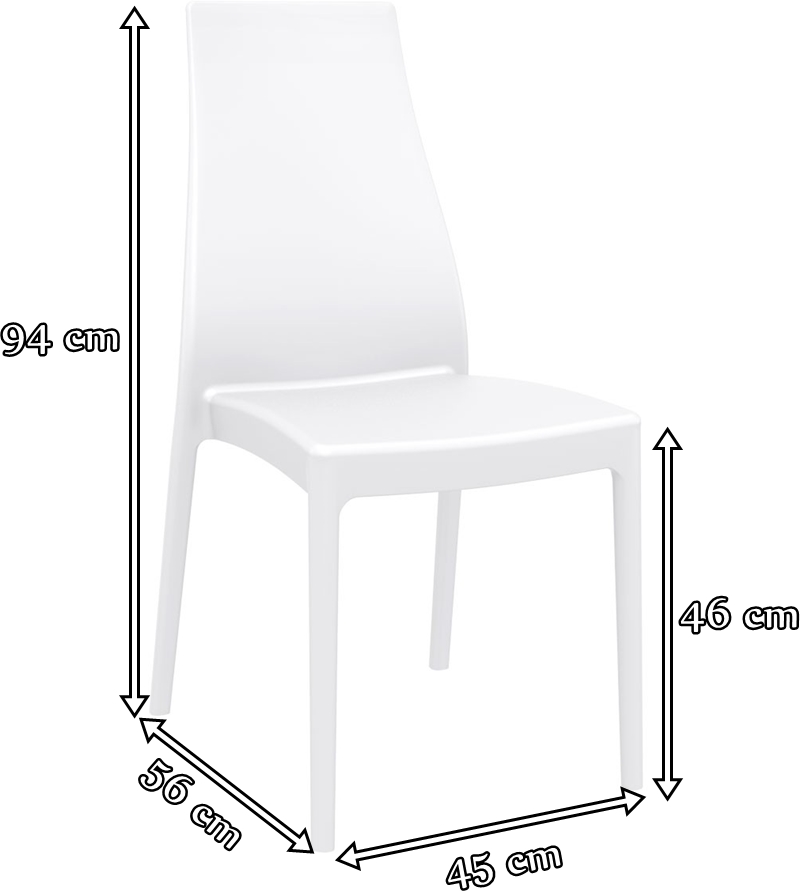 Soho Black krzesło bankietowe proste - wymiary
