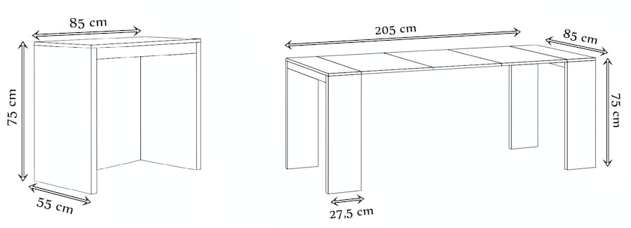 Stół Lille 2w1 wymiary czarny połysk