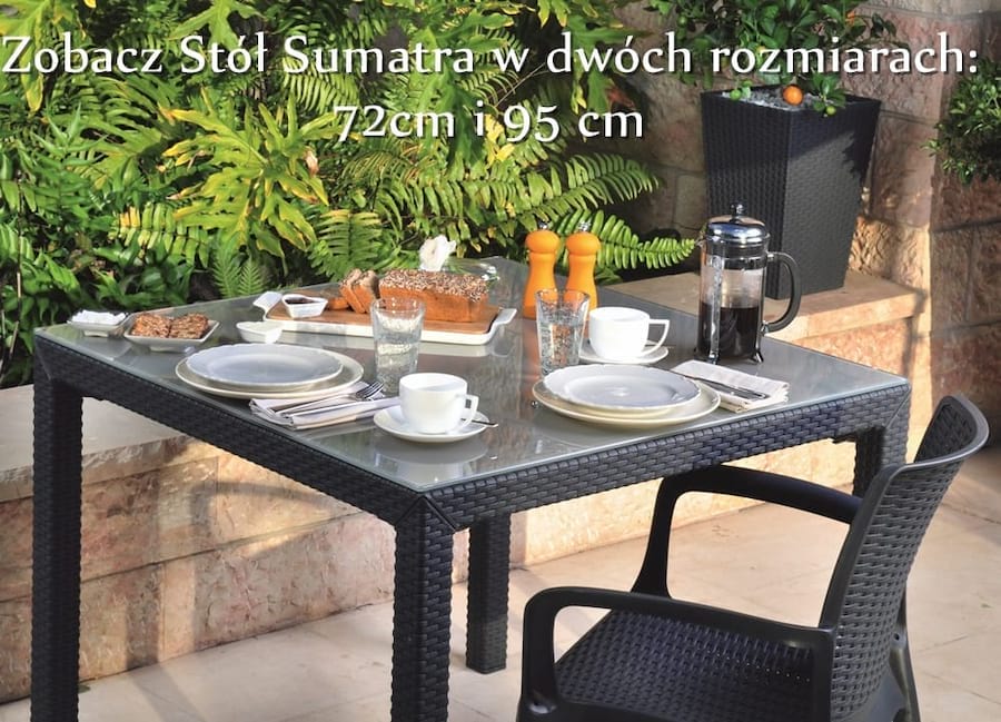 Stół ogrodowy z szybą