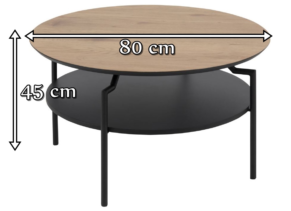 Actona Goldington stolik kawowy z drewnianym blatem - wymiary