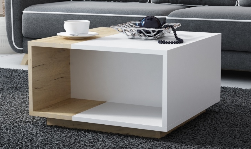 Stolik kawowy lyon dąb craft złoty