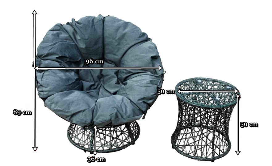 Leżanka ogrodowa obrotowa Twist technorattan - wymiary