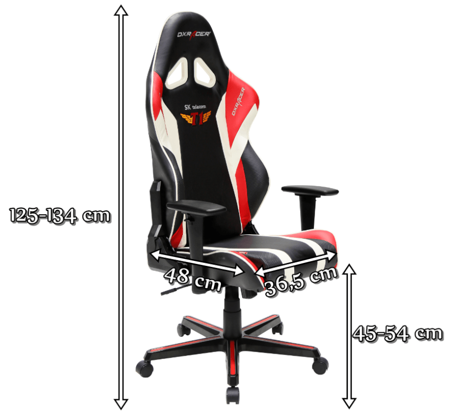 Fotel gamerski z logo T1 DXRacer RZ108/NR/SKT