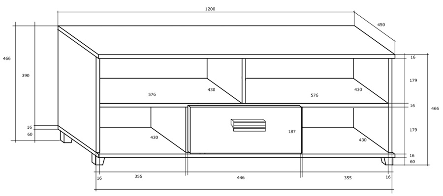 Wymiary stolika RTV Solo
