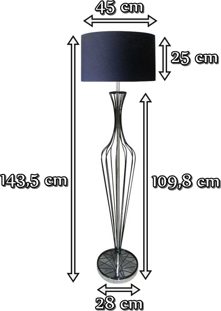 Lampa Hugo czarna - wymiary