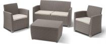 Komplet mebli ogrodowych Corona Box ze stolikiem - skrzynią, cappucino