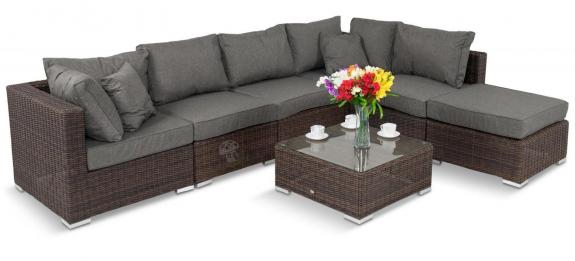 Brązowe meble modułowe na taras Ligurito VIII Brown Elite & Grey