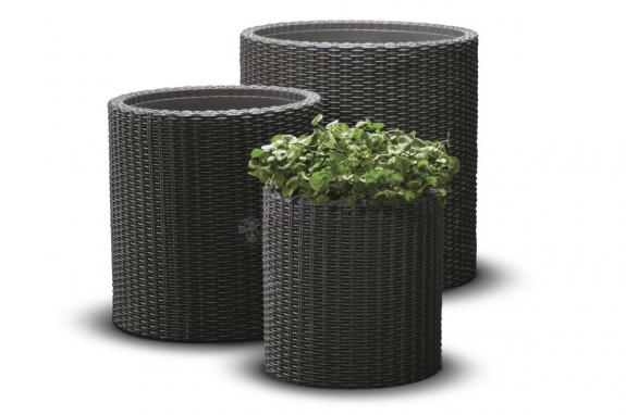 Zestaw doniczek cylindrycznych w 3 rozmiarach - Antracytowy