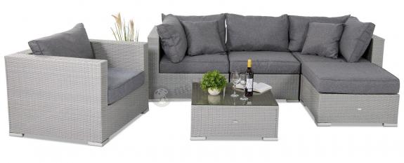 Szare meble z technorattanu do ogrodu Nilamito VI Grey & Grey