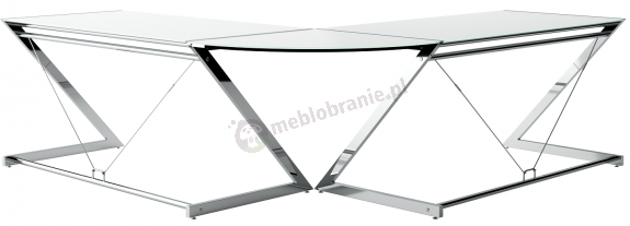 Biurko narożne białe ze szklanym blatem 222x222 Z-line nowoczesne