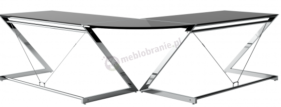 Duże narożne biurko z czarną szybą 222x222 Z-line nowoczesne
