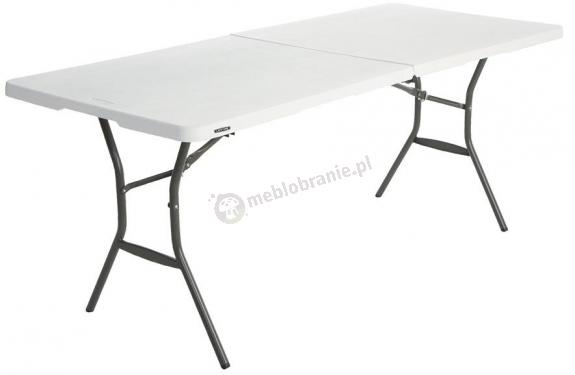 Stół cateringowy ze składanym blatem 183 cm biały granit