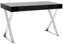 Nowoczesne biurko w połysku Zefir czarne chromowane nogi