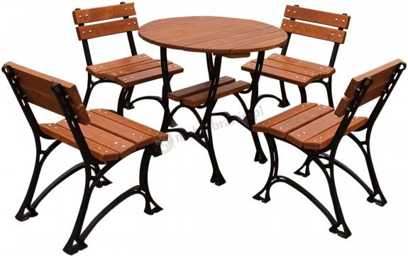 Stół do restauracji z krzesłami Restor 80cm - meble żeliwne