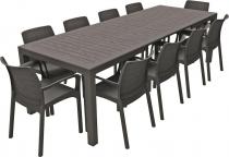 Komplet mebli ogrodowych dla 12 osób - Brąz - stół rozkładany 160 do 320cm