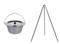 Kociołek wiszacy na ognisko nierdzewny 8L na trójnogu Nobel - Farmcook