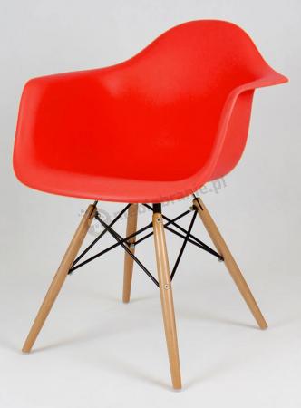 KR012F Mondi krzesło fotel design czerwony drewniane nogi