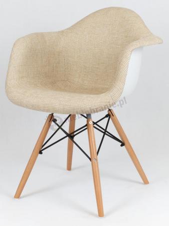 KR012F designerskie krzesło tapicerowane beżowy drewno