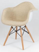 KR012F designerskie krzesło tapicerowane beżowy drewno