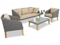Skandynawskie meble ogrodowe z technorattanu Gambito Melange Grey & Beige