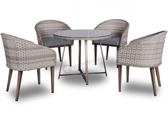 Elegancki zestaw obiadowy z technorattanu Contito Set Melange Tortora & Grey