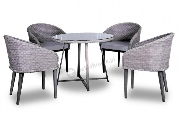 Elegancki zestaw stół okrągły z technorattanu Contito Set Melange Grigio & Taupe