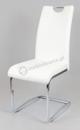 Krzesło KS030 Białe z Ekoskóry na Chromowanym Stelażu