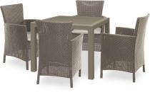 Meble ogrodowe dla 4 osób z kwadratowym stołem Melody Quartet 4Y Cappuccino