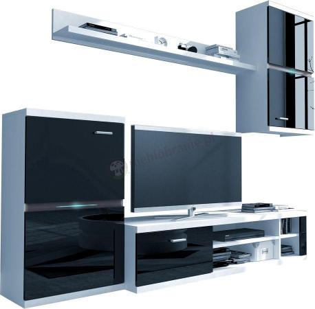 Meble RTV do salonu Intel Meblościanka Biały/Czarny Połysk 210x175