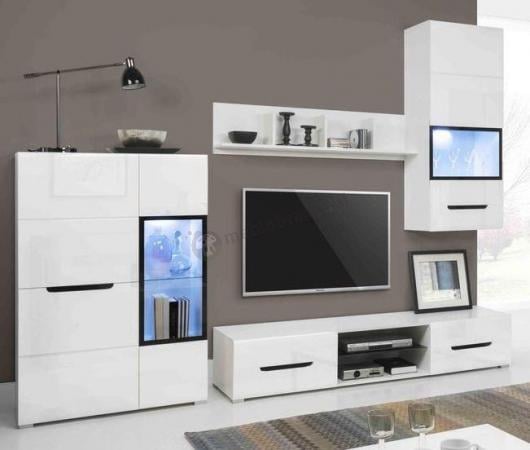 Biała meblościanka do salonu Pedro Biały Połysk 270x205