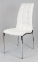 Białe Pikowane Krzesło z Ekoskóry Chrom Stelaż KS002