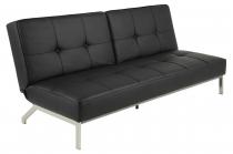 Actona Perugia elegancka sofa rozkładana czarna ekoskóra