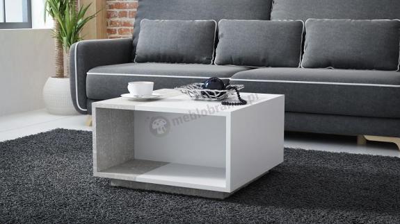 Stolik kawowy z półką Lyon Biały Mat/Beton Jasny