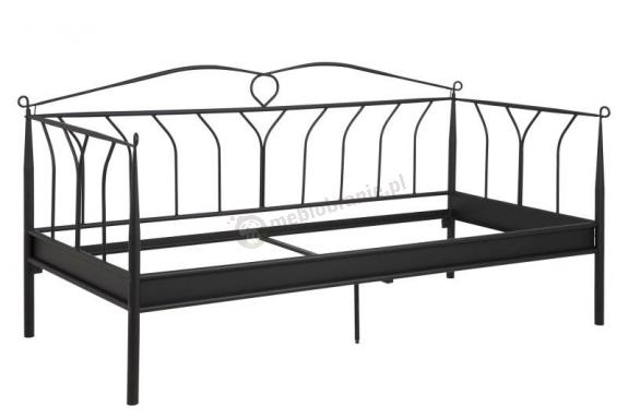 Actona Line czarne łóżko ozdobne z metalu 90x200cm