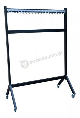 Stojący wieszak na kółkach na ubrania 50 haczyków 150 cm czarny