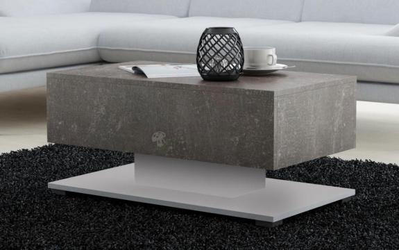 Ława na cokoliku salonowa Argos Biały Mat/Beton ciemny