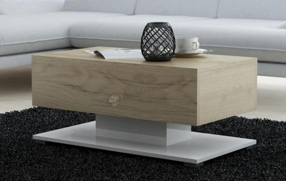 Ława na cokoliku salonowa Argos Biały Mat/Dąb Craft Złoty