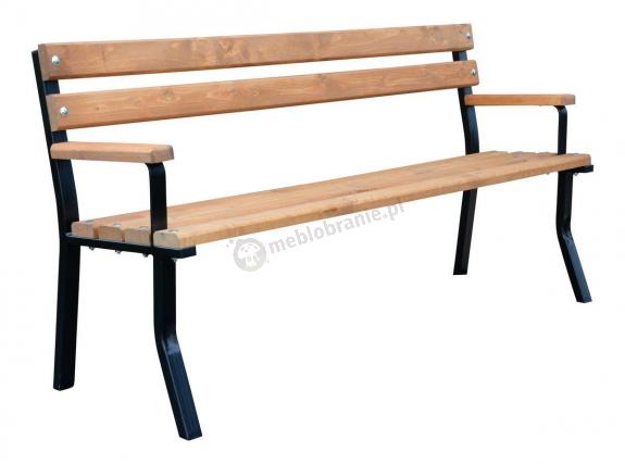 Ławka drewniana stalowa z podłokietnikiem Nelia 180 cm