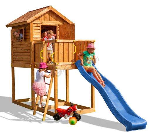 Domek ogrodowy drewniany ze zjeżdżalnią Fungoo MyHouse
