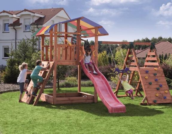 Drewniany plac zabaw ze zjeżdżalnią Fungoo Up&Down Ship