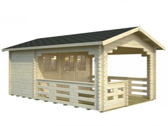 Domek drewniany z tarasem Jacek B 3,5x5,5 (6,1+10,6 m2)