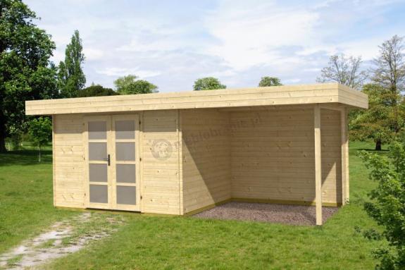 Domek drewniany letniskowy z wiatą Kruk B 6x2,5 (15,2m2)