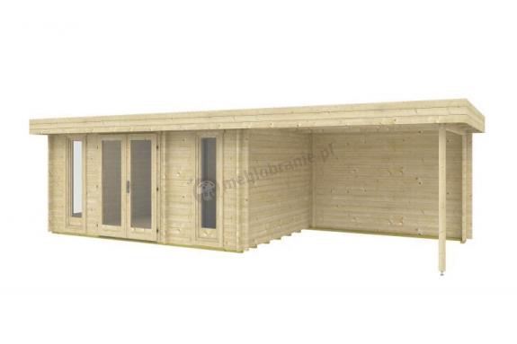 Letniskowy domek drewniany z tarasem Kruk E 8x3 (22,5m2)