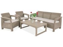 Komplet na taras z regulowanym stolikiem Corfu Set Lyon Max Cappuccino