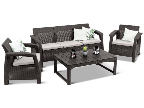 OUTLET - Corfu Set Lyon Max brązowy zestaw mebli ogrodowych z regulowanym stołem