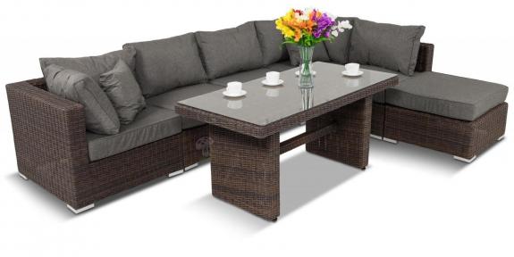 Zestaw modułowych mebli balkonowych premium Ligurito VIII PLUS Brown Elite & Grey