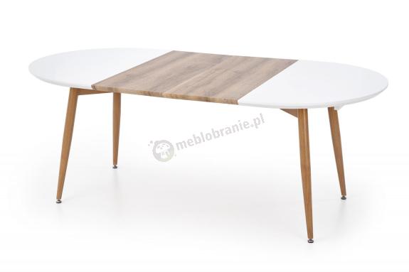Biały rozkładany stół Edward dąb miodowy 120-200cm