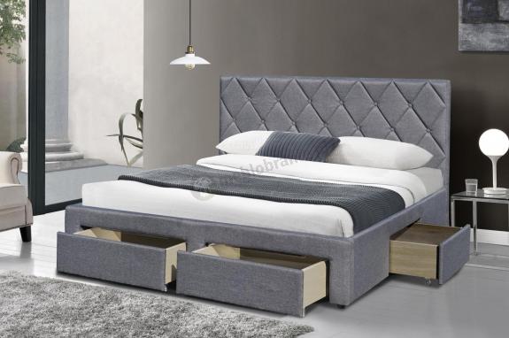 Eleganckie tapicerowane łóżko Betina 160cm popiel