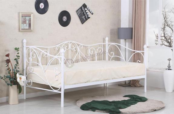 Białe ozdobne łóżko z metalu Sumatra 90cm Halmar