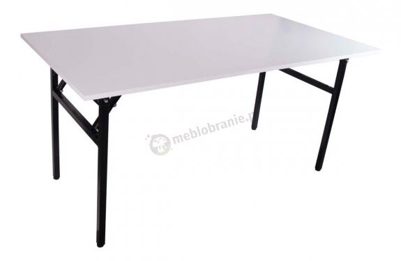 Składany stół 180x90cm biały blat - czarny stelaż